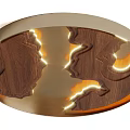 Modern Wooden Ceiling Lights With Wave Mountain Patterns And Warm Lighting Effects 3d model