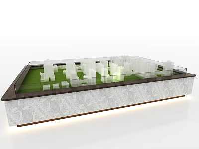 Modern Commercial Equipment for Architectural Model Display with Glass Top Marble Base and Lighting 3d model