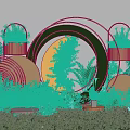 Outdoor Photo Check In Spot With Green Grass And Circular Ring Flower Decorations