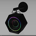 Modern Hexagonal Black Bluetooth Speaker With Colorful LED Ring Lights And Wall Mounted Design 3d model