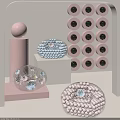 Modern Luxury Transparent Single Sofa With Beaded Decoration And Pink White Sphere Ornaments