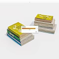 Stacked Books With Various Colored Covers Including Yellow Top Ones 3d model