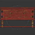 Red Console Sideboard Cabinet With Gold Accents And Ornate Carved Legs For Entryway