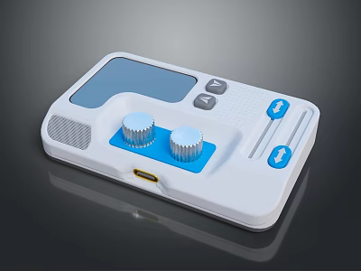 White Mobile Digital Device With Blue Knobs Button Screen Display And USB Port 3d model