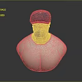 Man with blue cap and beard wearing white T shirt 3D upper body model
