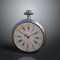 Vintage Silver Pocket Watch With Round Dial And Roman Numerals Metal Case Crown Time