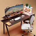 Modern Computer Desk and Chair Office Computer Desk Computer Office Equipment Office Chair Computer Host 3d model