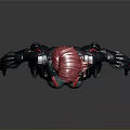 Female Character With Red Hair In Dark Form Fitting Suit And Red Accents Standing Pose