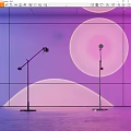 Modern Floor Lamp Design With Purple Pink Circular Backdrop And Ambient Lighting