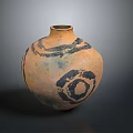 Traditional Handcrafted Clay Sculpture Vase with Decorative Black Circular Patterns
