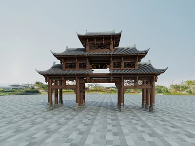 Chinese style archway sect 3d model Chinese style archway sect 3d model