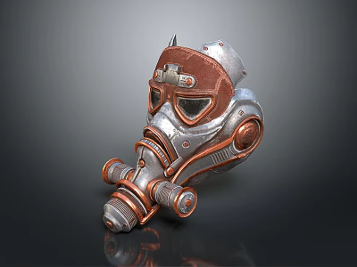 Steampunk Style Gas Mask With Leather Accents And Metal Mechanical Lenses 3d model