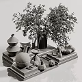 Decorative Ornament Set With Greenery Vases Stacked Books And Small Decorative Accents