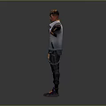 3D Character Model With Orange Hair Stylish Jacket Black Pants And Open Arms