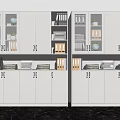 Modern White Bookshelf with Open Shelves Closed Cabinets Books and Decorative Items