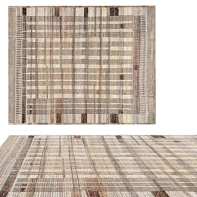 Woven Square Rug With Neutral Tones Geometric Pattern For Modern Living Room Decor 3d model