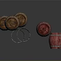 Decorative Household Wooden Barrels Stacked With Metal Hoops And Detachable Lid