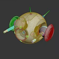 Smart Machine With Spherical Design Two Antennas Transparent Top Mechanical Arms And Green Glow
