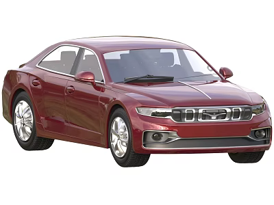 Sleek Red Sedan With Modern Exterior Design Streamlined Body And Alloy Wheels 3d model