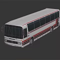 Modern White Coach Bus with Red Stripes and Large Side Windows 3d model