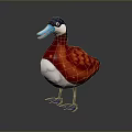 Cute Cartoon Duck With Red Feathered Body White Belly And Blue Beak Feet