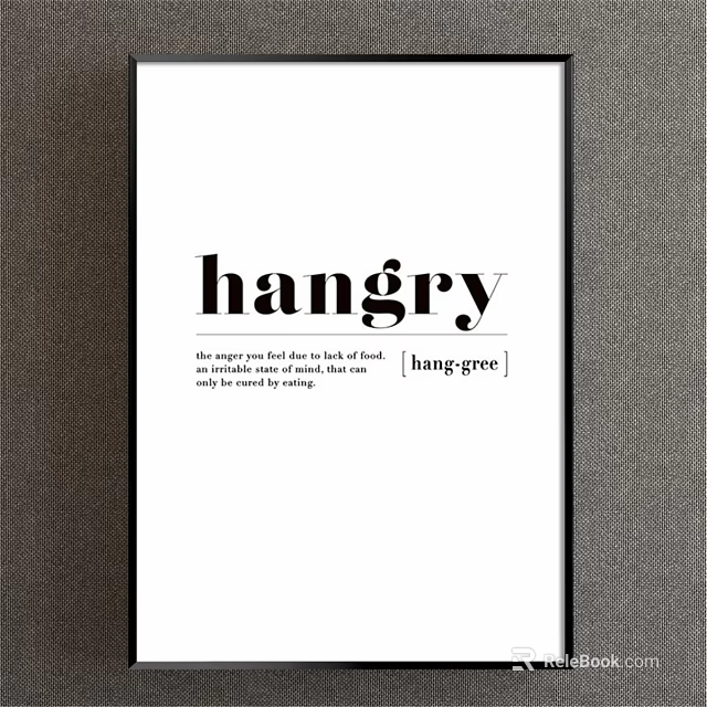 Hangry Word Definition With Pronunciation Modern Wall Art Design 3d model 