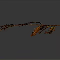 Autumn Branch With Orange And Red Leaves Showing Gradient Colors On Gray Background