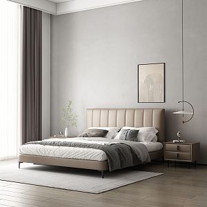 Modern background double bed 3d model