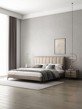 Modern background double bed 3d model