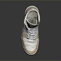 Modern White And Beige High Top Sneakers With Leather Suede And Green Sole