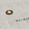 Warm Gray Marble Floor Tiles In Modern Kitchen With Wooden Cabinets And Coffee Tray