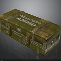 Green Wooden Weapons Ammo Box With Metal Clasps And Warning Labels