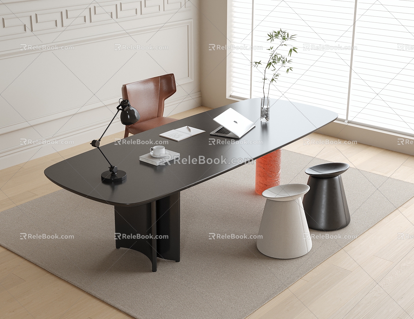 Modern Desk and Chair Desk Stool Office Desk and Chair 3d model