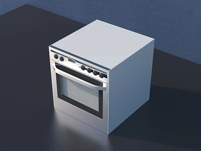 Modern White Kitchen Oven With Glass Door Control Panel And Knobs 3d model