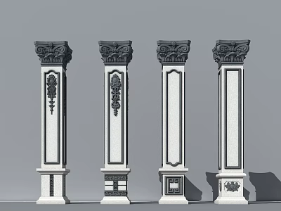 Classical Decorative Architectural Columns With Ornate Carvings And Detailed Patterns 3d model