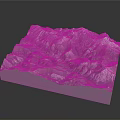 Undulating Mountain Landscape 3D Terrain Model Featuring Green And White Rugged Peaks