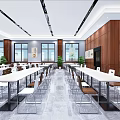 Spacious Modern Lobby With Wooden Ceiling Circular Design And Marble Floor