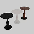 Contemporary Round Accent Tables With Wooden Pedestal Base And Black White Table Surfaces