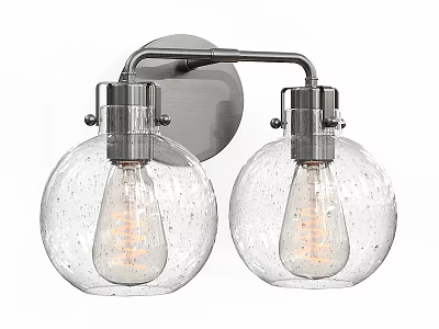 Modern Wall Sconce With Two Clear Globe Glass Shades And Brushed Nickel Frame 3d model