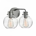 Modern Wall Sconce With Two Clear Globe Glass Shades And Brushed Nickel Frame
