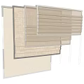 Elegant Beige Linen Window Blinds With Layered Design For Interior Decoration