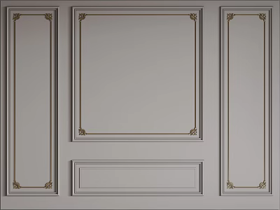 Classic Wall Panels With Intricate Gold Decorative Lines And Ornate Corners 3d model