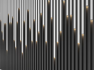 Modern Vertical Slat Wall Design With Black And White Contrast And Integrated Lighting 3d model
