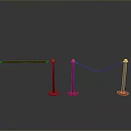 Black Stanchion Barriers With Pink Bases Yellow Tops And Red Ropes