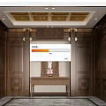 Buddhist Shrine Interior With Wooden Carved Walls Buddha Statue And Golden Ceiling Decor