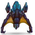 Sci Fi Mechanical Creature With Blue Glowing Details And Purple Body Structure 3d model