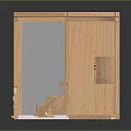 Wooden Pet Cage With Transparent Panels Interior Platforms And Feeding Bowl