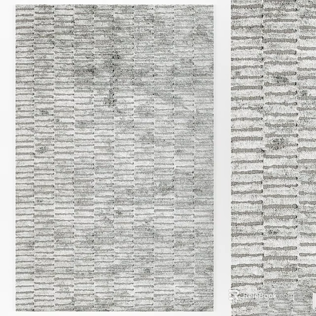Gray Square Rug With Striped Pattern And Textured Weave For Modern Living Space 3d model 