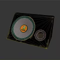 Black Audio Speaker With Orange JBL Logo And Worn Exterior Design