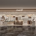 Modern Chris Store Interior Design With Elegant Display Shelves Counters And Lighting 3d model
